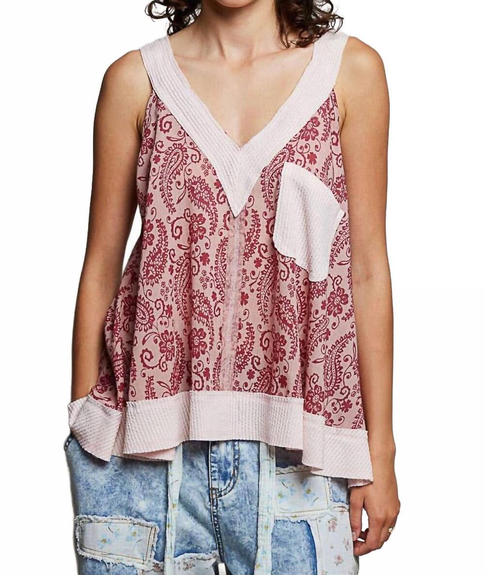 NEW POL paisley daydream top in red multi